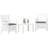 vidaXL Lounge-set, 3 stuks, wit, PP-kunststof