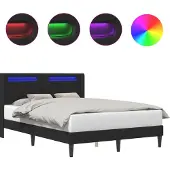 vidaXL Bedframe met LED-stripverlichting Zwart 120 x 190 cm Kunstleer
