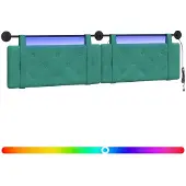 vidaXL Hangend hoofdbord Met LED-verlichting Turquoise Fluweel