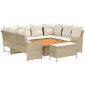 vidaXL Meubelsets 7 st Beige en Crème PE Riet