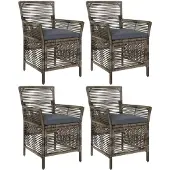 vidaXL Buitenzit 4 st Grijs en Donkergrijs poly rattan