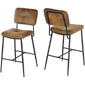 Meubles Cosy Set van 2 industriële barkrukken met rugleuningen van imitatie-suède – INDEPENDENCE