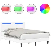 vidaXL Bedframe met LED-stripverlichting Wit 120 x 190 cm Kunstleer