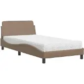 vidaXL Bed met matras "Dover" kunstleer cappuccinokleurig 100x200 cm