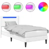 vidaXL Bedframe met LED-stripverlichting Wit 80 x 200 cm Kunstleer