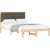 vidaXL Bedframe met Gevoerde Hoofdbord Natuurlijk en Taupe