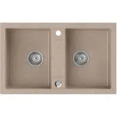 Sapho Dubbel graniet spoelbak, 78x48cm, beige