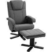 HOMCOM -Relaxsessel mit Hocker-Polyester-87L x 67B x 96H cm-Dunkelgrau