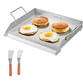 Zerbaco Vlakke grillplaat, grillpan, roestvrij staal, barbecue-kookgerei, 448x370 mm