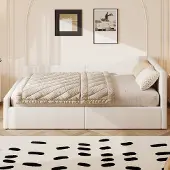 Merax 140x200 cm slaapbank met opbergruimte - gestoffeerd bed - beige