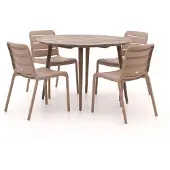 Forza furniture + 10% kassakorting | Forza Narni/ROUGH-K ø115cm dining tuinset 5-delig stapelbaar