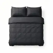Sleeptime dekbedovertrek Check Pintuck - zwart - Microvezel - 200x220