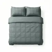 Sleeptime dekbedovertrek Check Pintuck - groen - Microvezel - 240x220