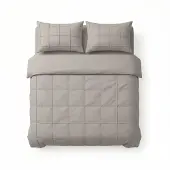 Sleeptime dekbedovertrek Check Pintuck - taupe - Microvezel - 200x220