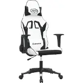 vidaXL Massage gamestoel kunstleer wit en zwart