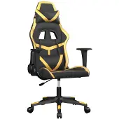 vidaXL Massage gamestoel kunstleer zwart en goudkleurig