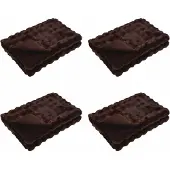 vidaXL Antislip deken van imitatie konijnenbont Olite 4 pcs Kameel