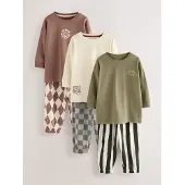 Next - Jongens - Set van 3 extra grote pyjama's - Groen