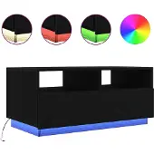 vidaXL Salontafel met LED-verlichting 90x49x40 cm zwart eiken