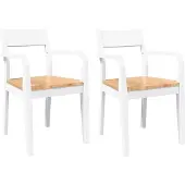 vidaXL Eetkamerstoelen 2 st massief hout rubber wit