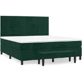vidaXL Boxspring met matras fluweel donkergroen 160x200 cm