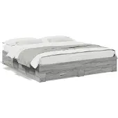 vidaXL Bedframe met lades bewerkt hout grijs sonoma eiken 180x200 cm