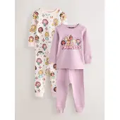 Next - Meisjes - Set van 2 comfortabele Disney pyjama's met prinsessenprint - Paars