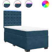 vidaXL Boxspring met matras fluweel blauw 100x200 cm