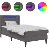 vidaXL Bedframe met matras Grijs 90 x 190 cm Kunstleer