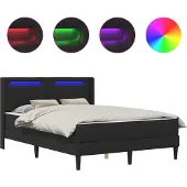 vidaXL Bedframe met matras Zwart 160 x 200 cm Kunstleer