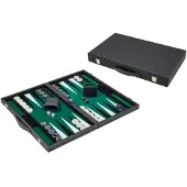 Philos Backgammon - Zwart,Groen,Groot, Kunstleer