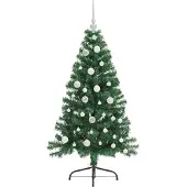 vidaXL Kunststof Voorverlichte Kerstboom met 150 LED Groen 120 cm PVC