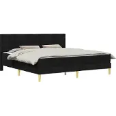 vidaXL Bedframe met matras met hoofdeinde Zwart 200 x 200 cm Stof