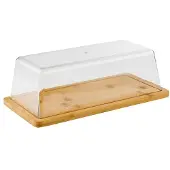Aps Kaasstolp – Rechthoekige Serveerplank met Kap – Inclusief Transparante Deksel – 32 x 16,5 cm – Bamboe – Bruin
