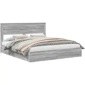 vidaXL Opbergbed met lade Grijs Sonoma 200 x 200 cm Bewerkt hout