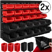 Monzana Gereedschapswand Set van 2 Zwart/Rood met elk 30 Stapeldozen