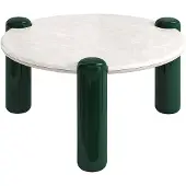Vente-unique Salontafel van marmer en MDF - Beige en groen - NARODI