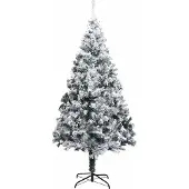 vidaXL Kunstkerstboom met 300 LED Wit 210 cm PVC en Staal en Kunststof