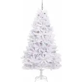 vidaXL Kunstmatige Hinged Kerstboom Wit 210 cm PVC en Staal