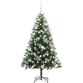 vidaXL Kunstmatige Scharnierende Kerstboom met Gevlokte Sneeuw Warmwit