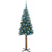 vidaXL Slanke Kerstboom Groen 150 cm PVC en massief dennenhout