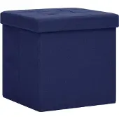 vidaXL Opbergkrukken inklapbaar 2 st kunstlinnen blauw
