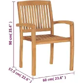 vidaXL Tuinstoelen stapelbaar 4 st met kussens massief teakhout
