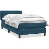 vidaXL Boxspring met matras fluweel donkerblauw 80x210 cm