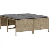 vidaXL Tuinkrukken met kussens 4 st poly rattan beige
