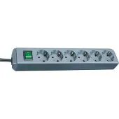 Brennenstuhl Eco-Line stekkerdoos 6-voudig (stekkerdoos met schakelaar en 1,5m kabel) zilvergrijs
