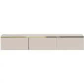 Vente-unique Zwevend tv-meubel met 3 deuren - Beige en goud - VUKIA