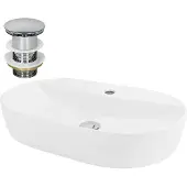 LuxeBath Wastafel incl. afvoerset zonder overloop 60x40x12 cm Wit keramiek ML-Design
