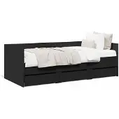vidaXL Slaapbank met lades zonder matras 75x190 cm zwart