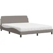 vidaXL Bed met matras "Dover" stof taupe 160x200 cm